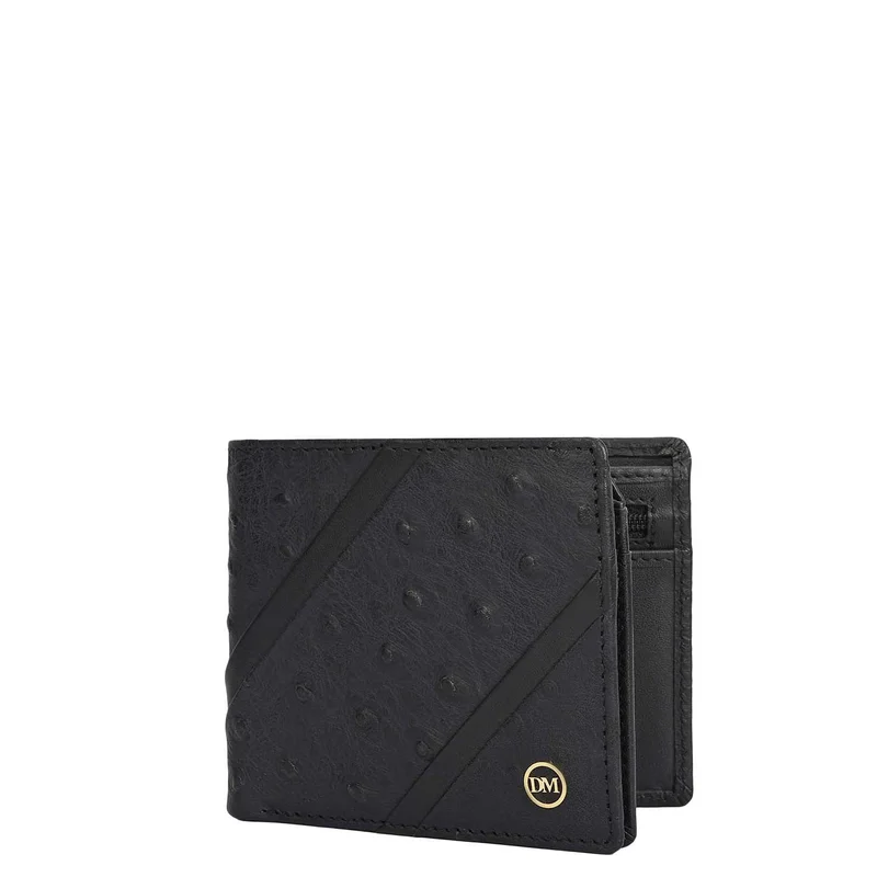 دا ميلانو Black Bifold Leather Mens Wallet